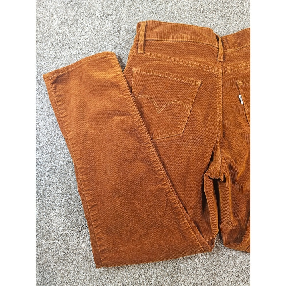 Levis 724 High Rise Straight Corduroy Pants Rust Orange Button Fly 27 79066-0003 - Picture 7 of 15